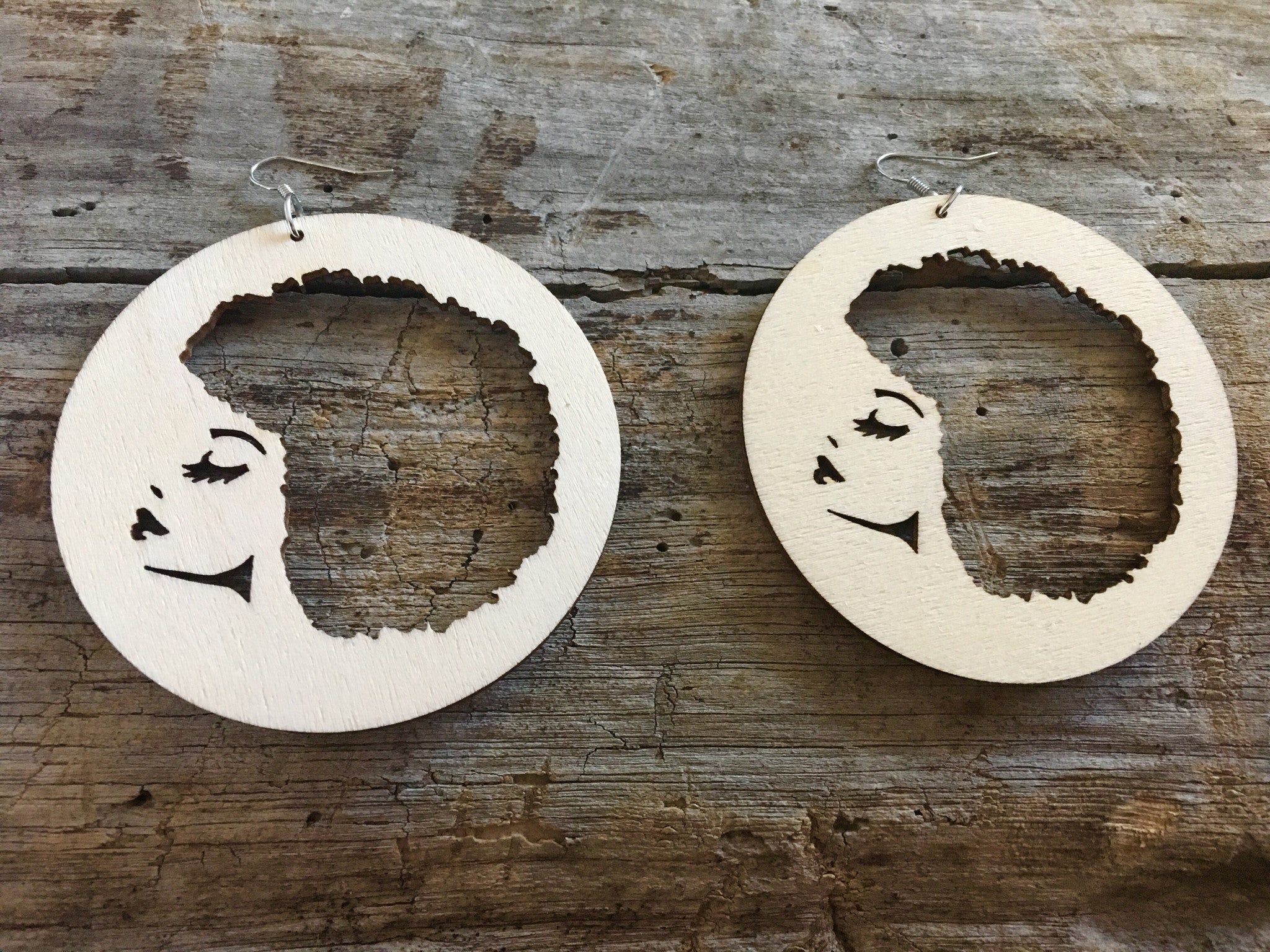 Afro American Wooden Earrings