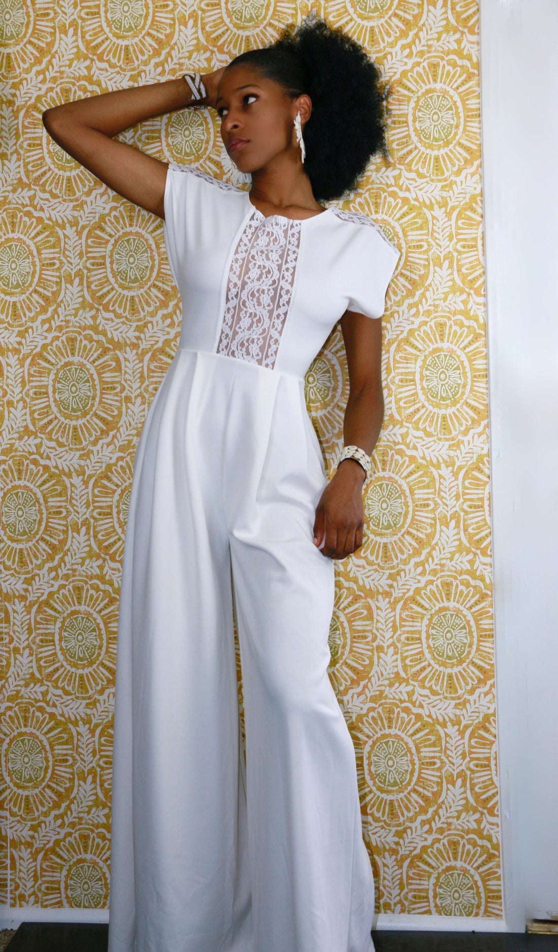 Live: 56 Vintage 70βs Lace and Polyester Jumpsuit