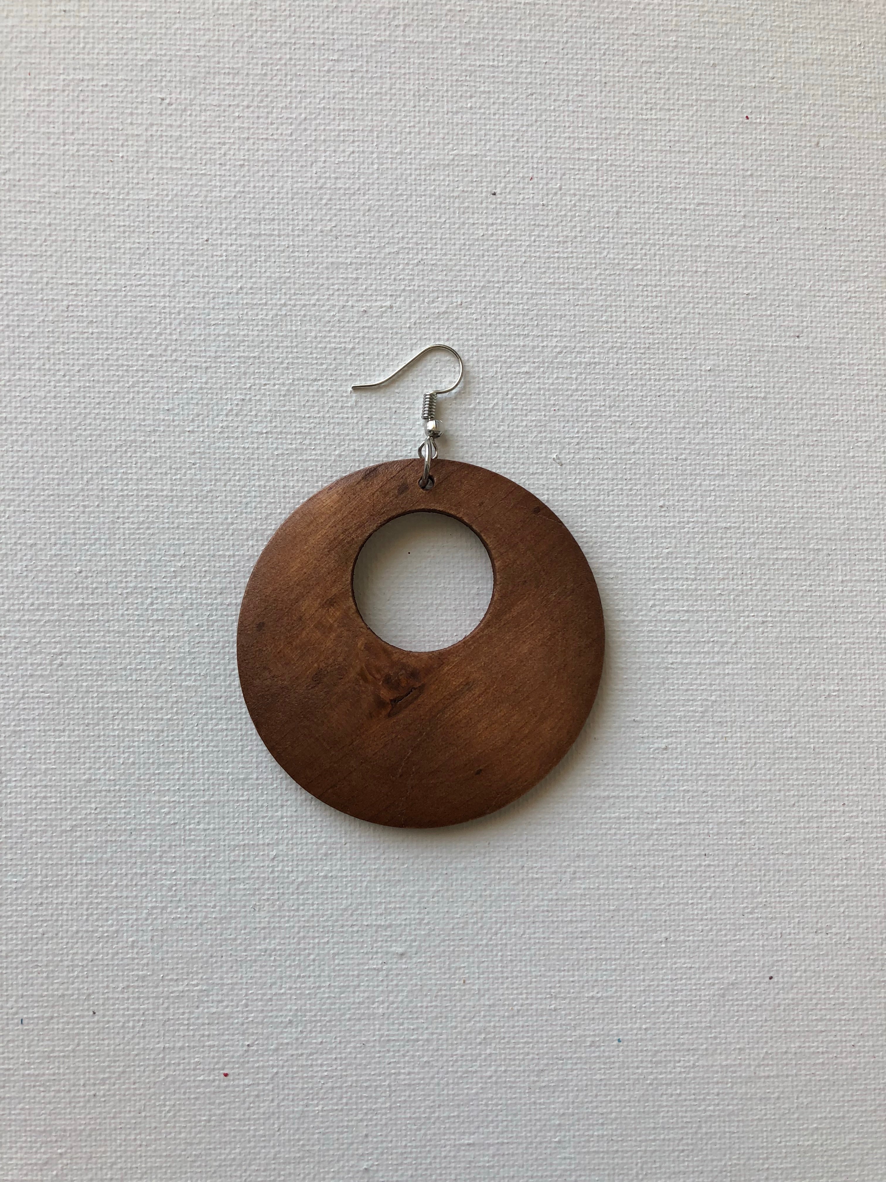 Circle Cut Out Wooden Earrings