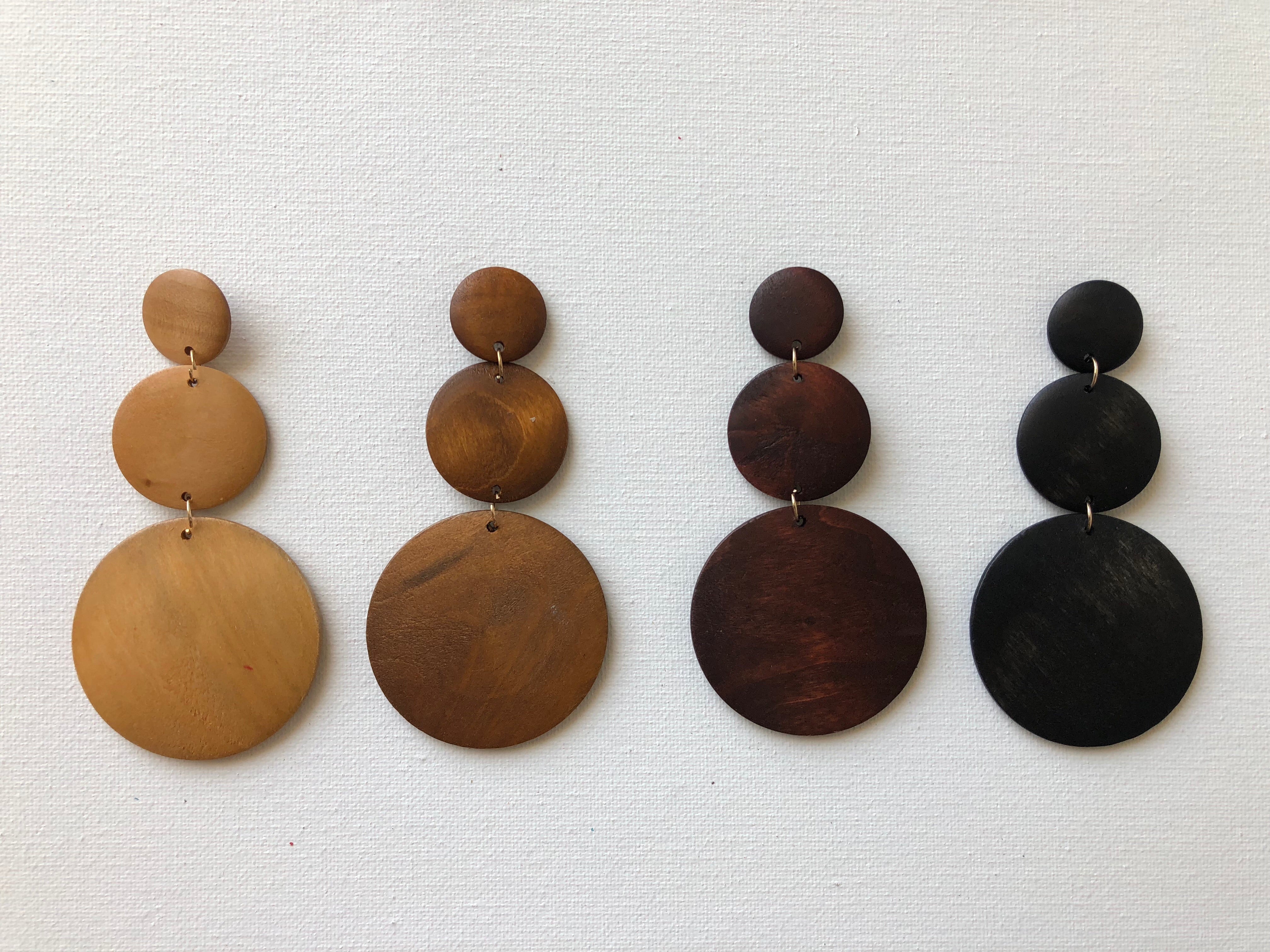 Layered Medallion Wooden Earrings