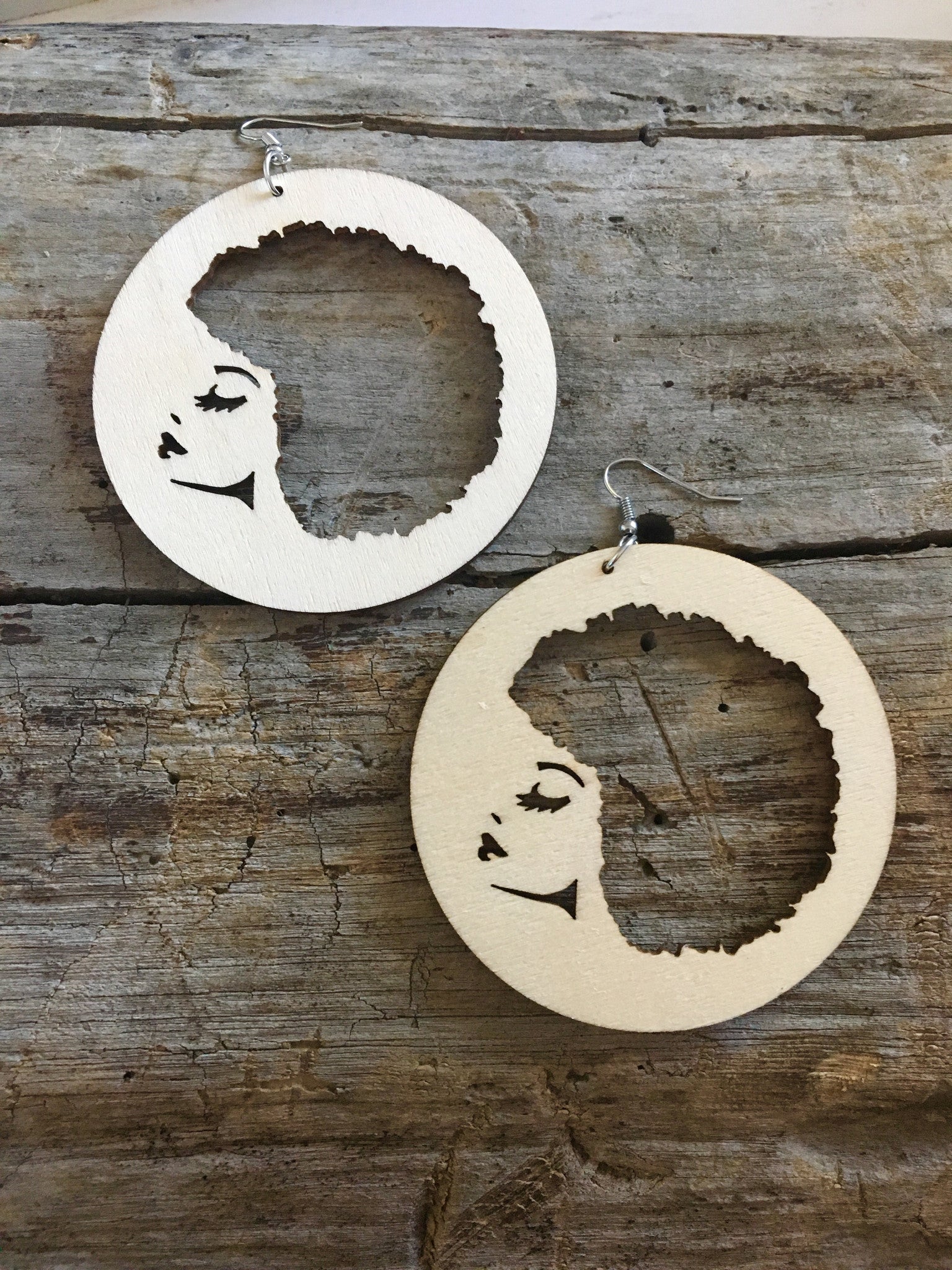 Afro American Wooden Earrings