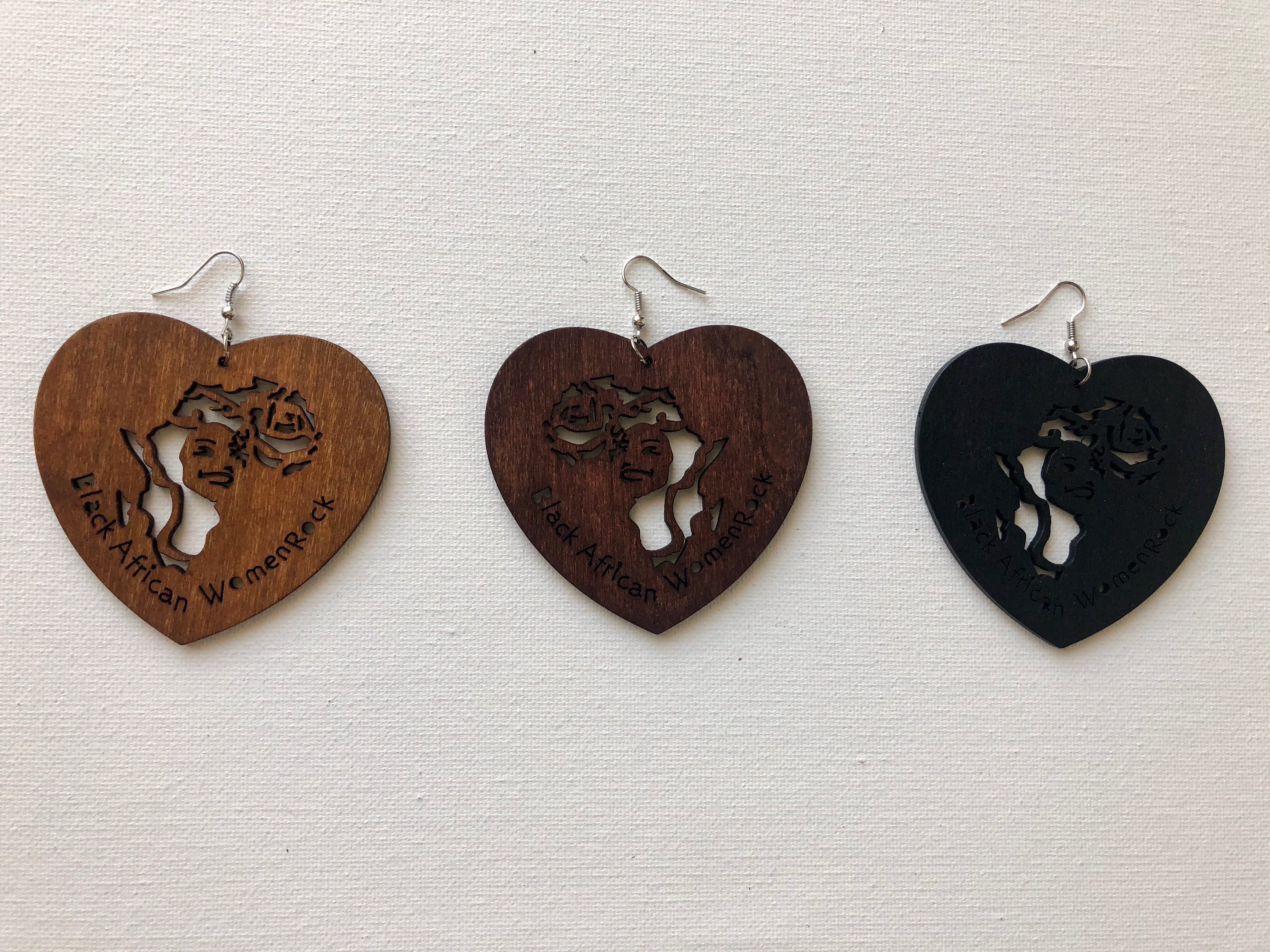 African Women Rock Wooden Earrings