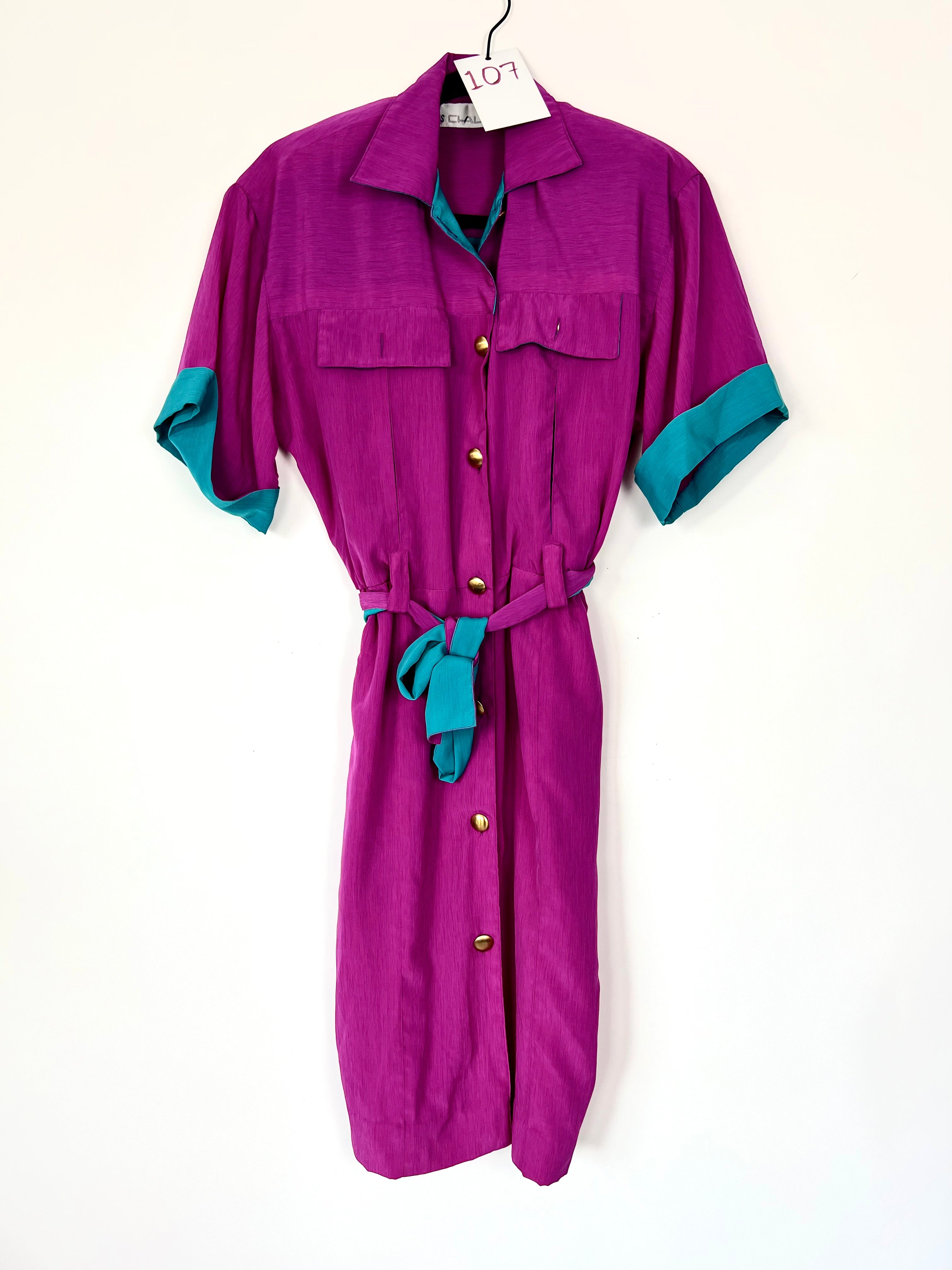 Live: 107 Vintage Color Block Button Dress