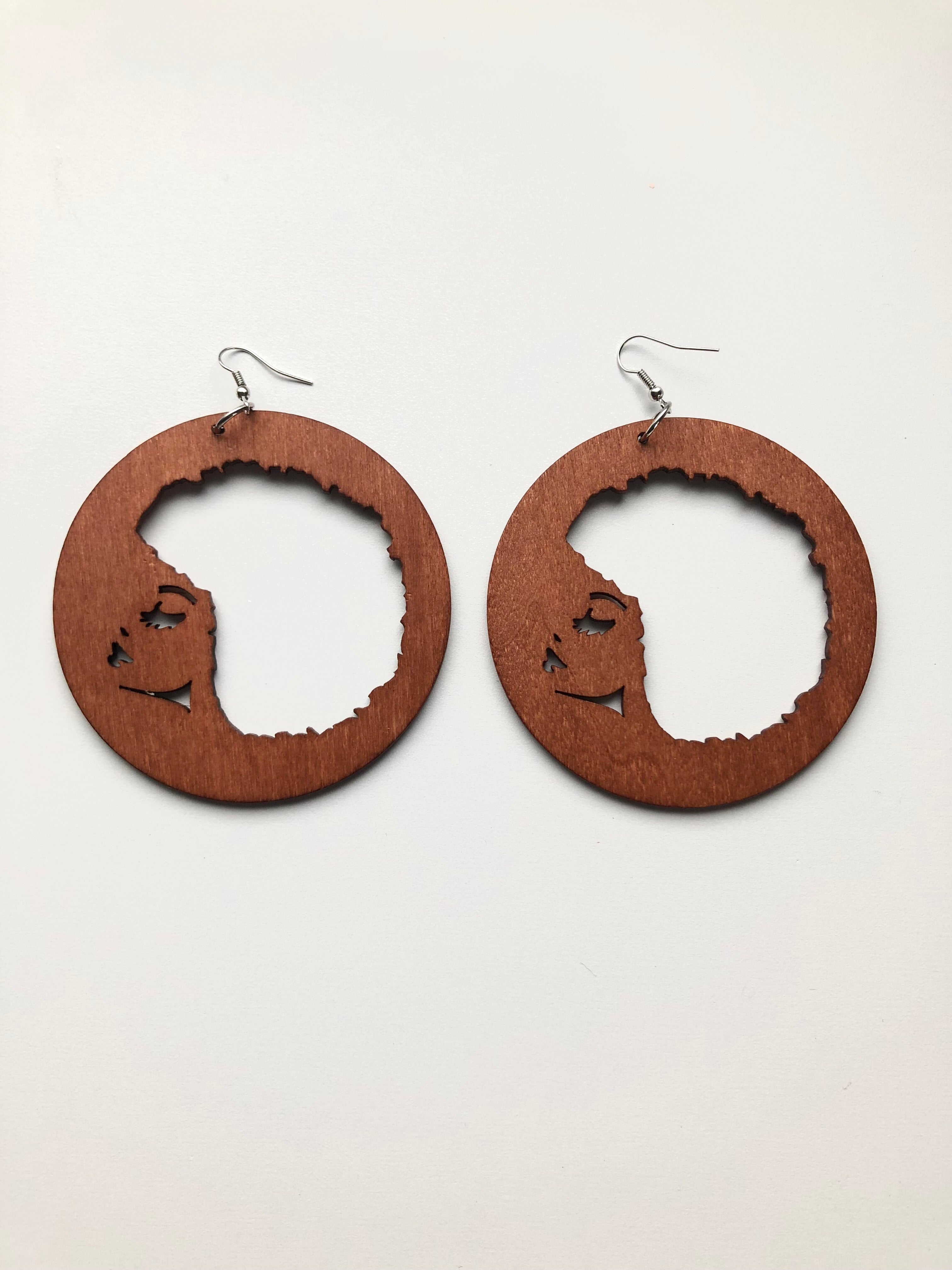 Afro American Wooden Earrings