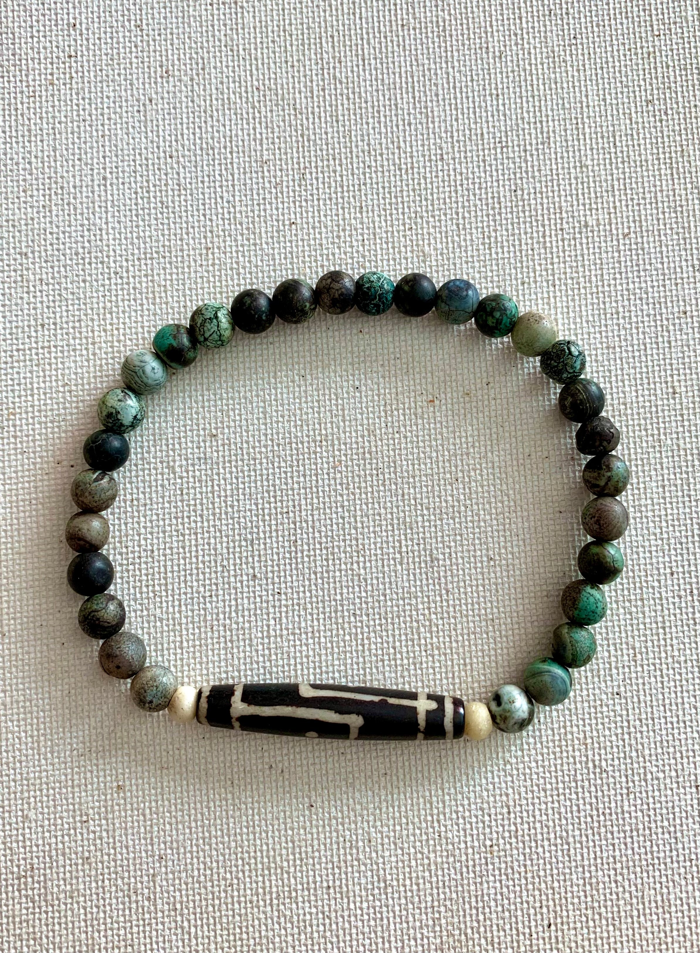 Yak Bone and Agate Stone Bracelet