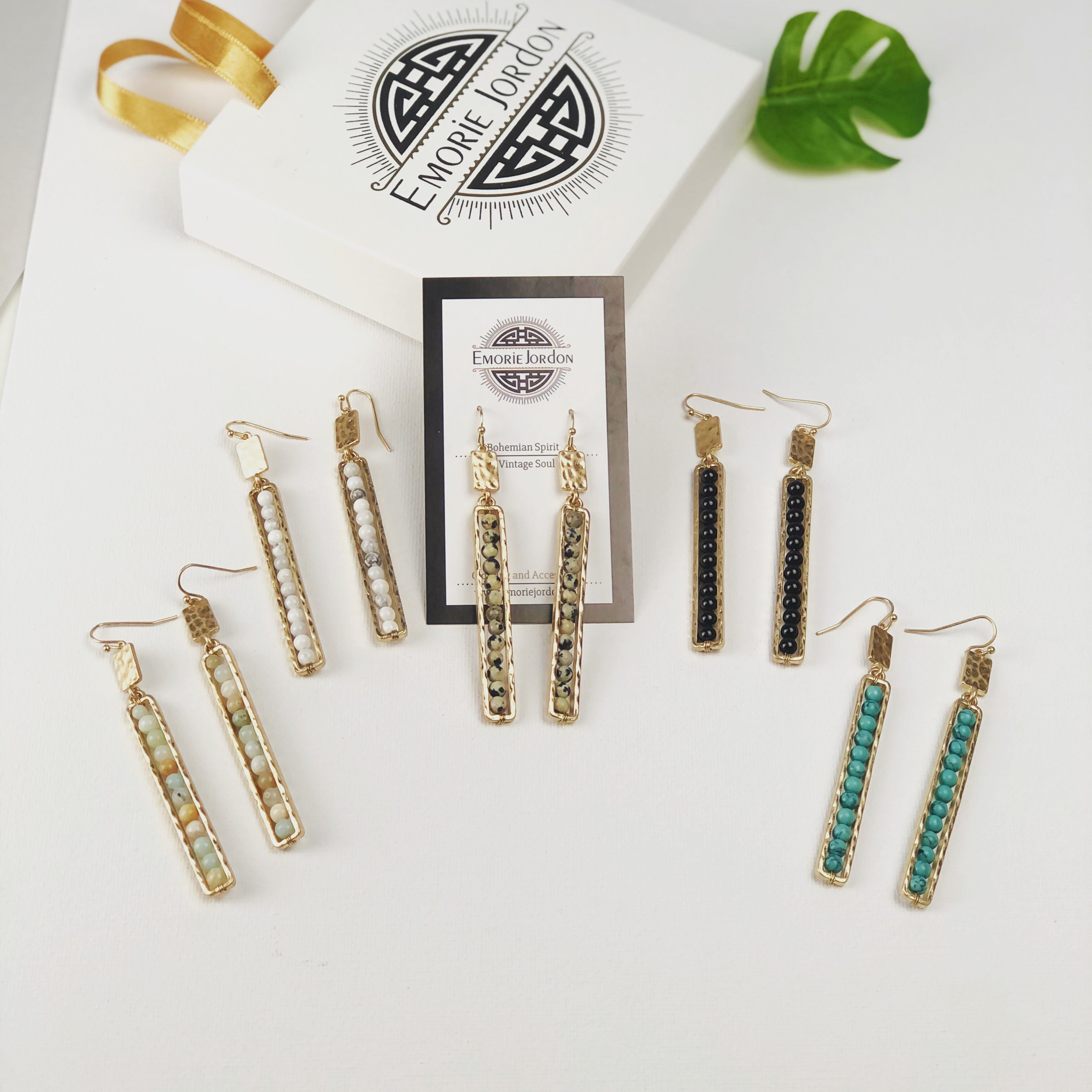 Dalmatian Vertical Beaded Earrings