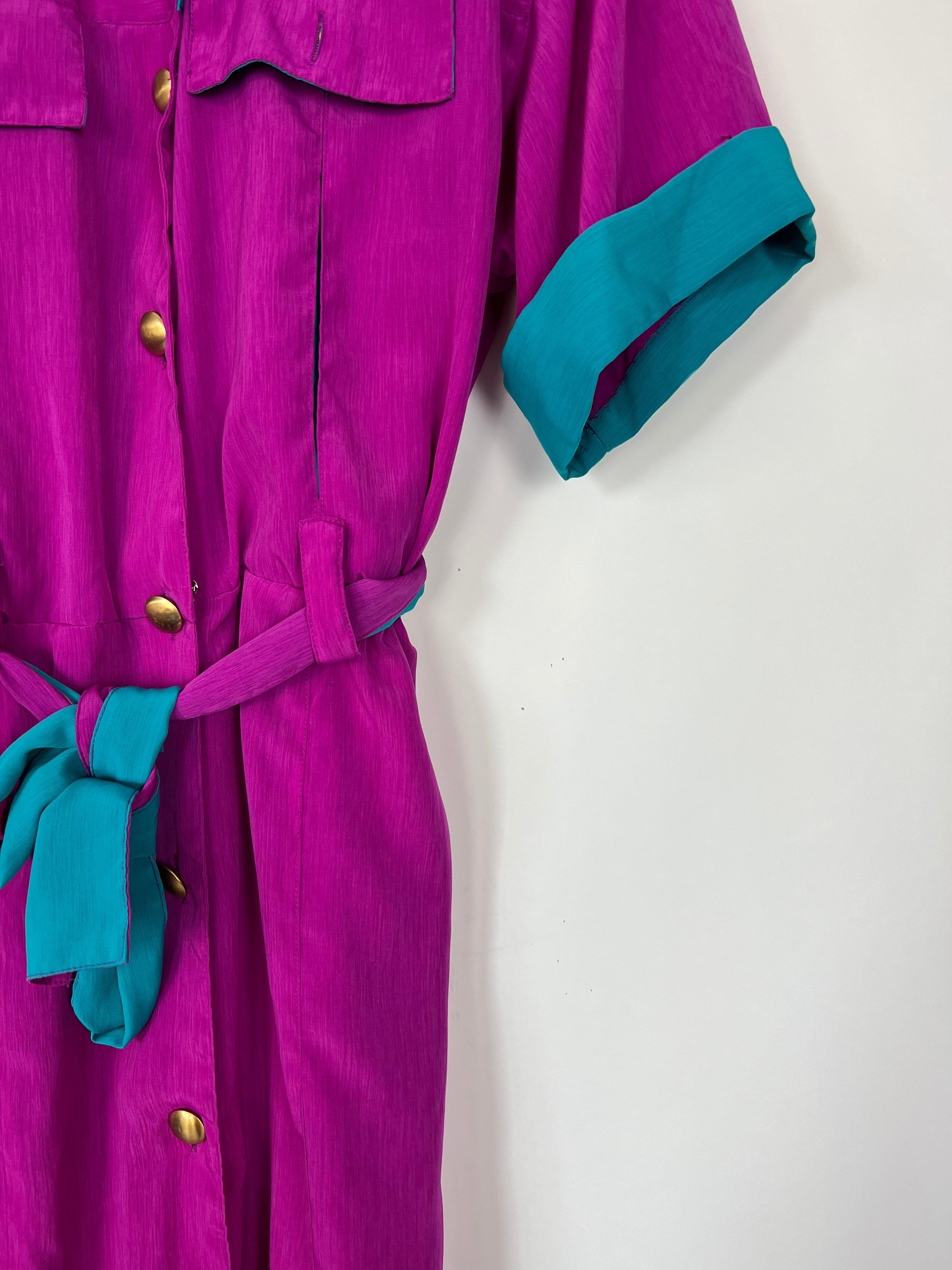 Live: 107 Vintage Color Block Button Dress