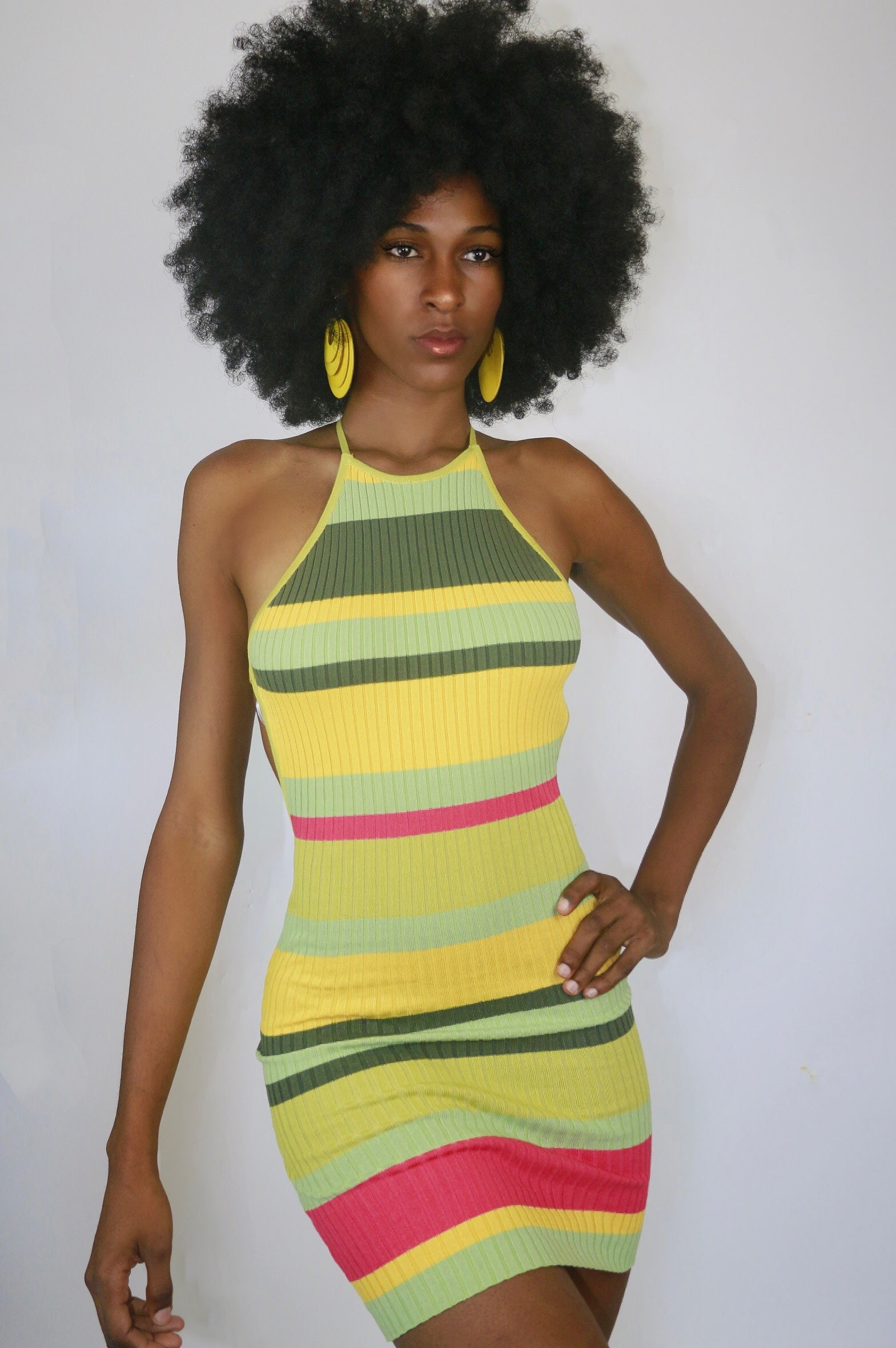St. Lucia Mini Dress Small / yellow/green/pink St. Lucia Mini Dress Small / yellow/green/pink