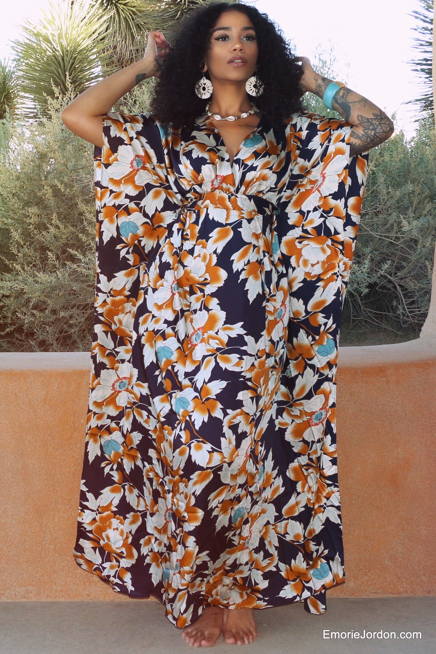 Cattleya Caftan Maxi Dress Small / Navy Cattleya Caftan Maxi Dress Small / Navy
