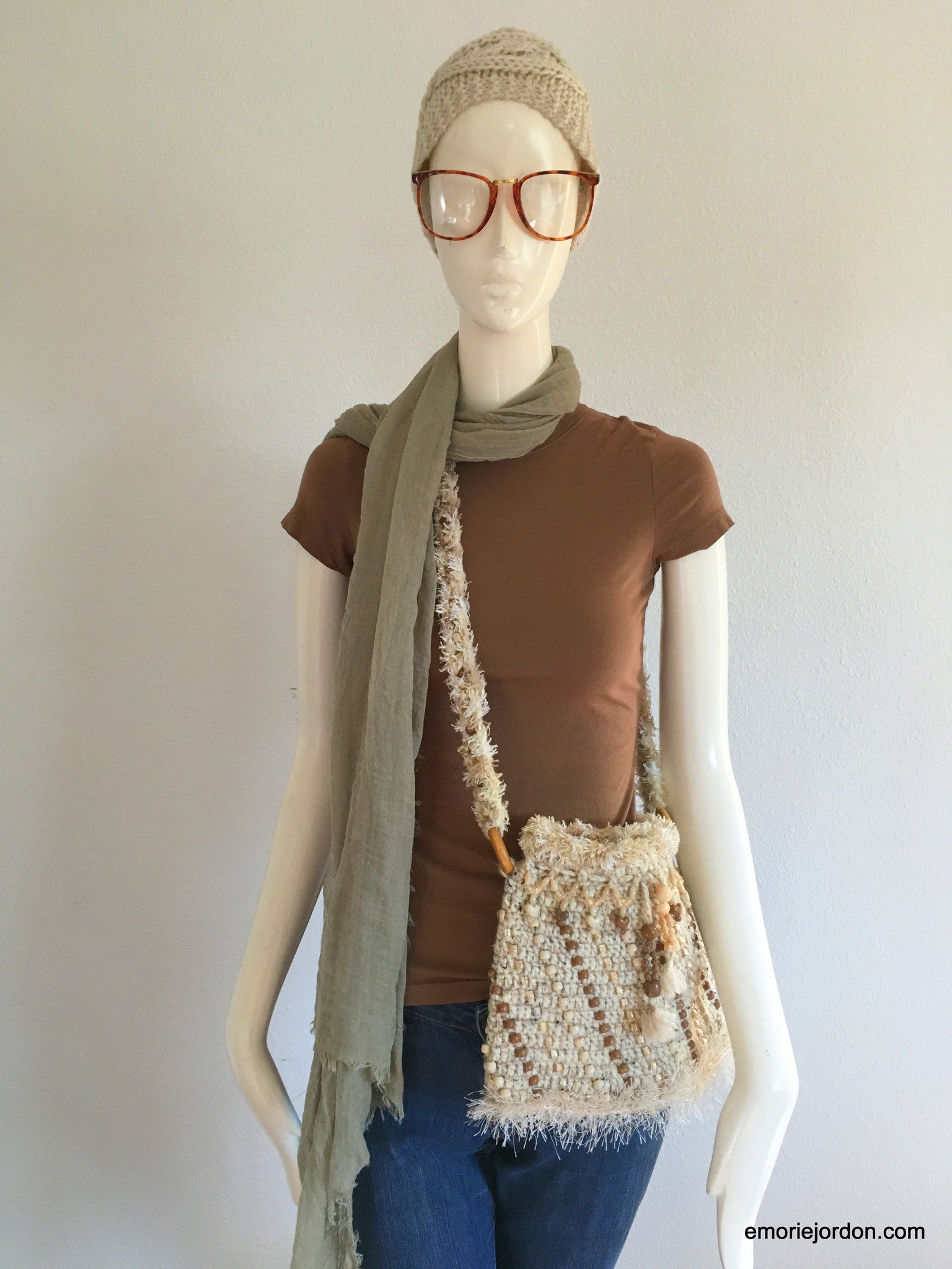 Vintage: Knit Beaded Cross body bag