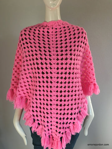 Vintage: Handmde Barbie Pink Crochet Wrap