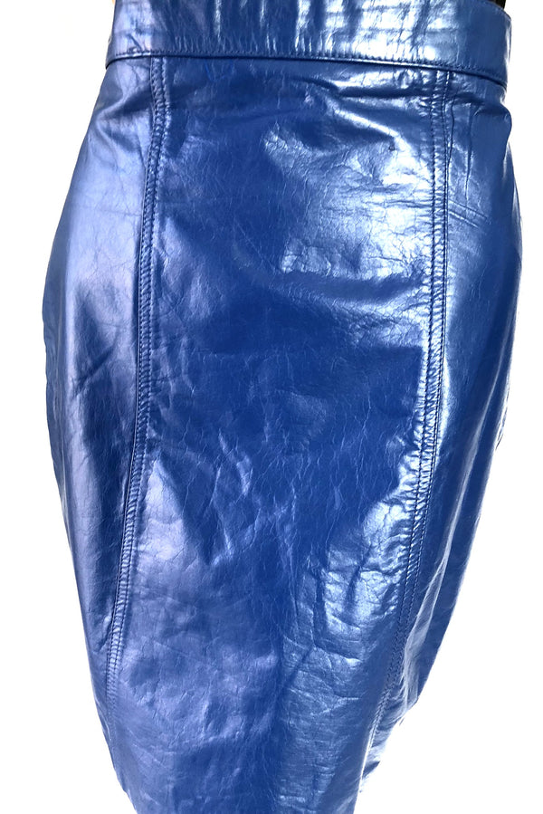 Live: 123 Vintage Cardi Blue Leather Mini