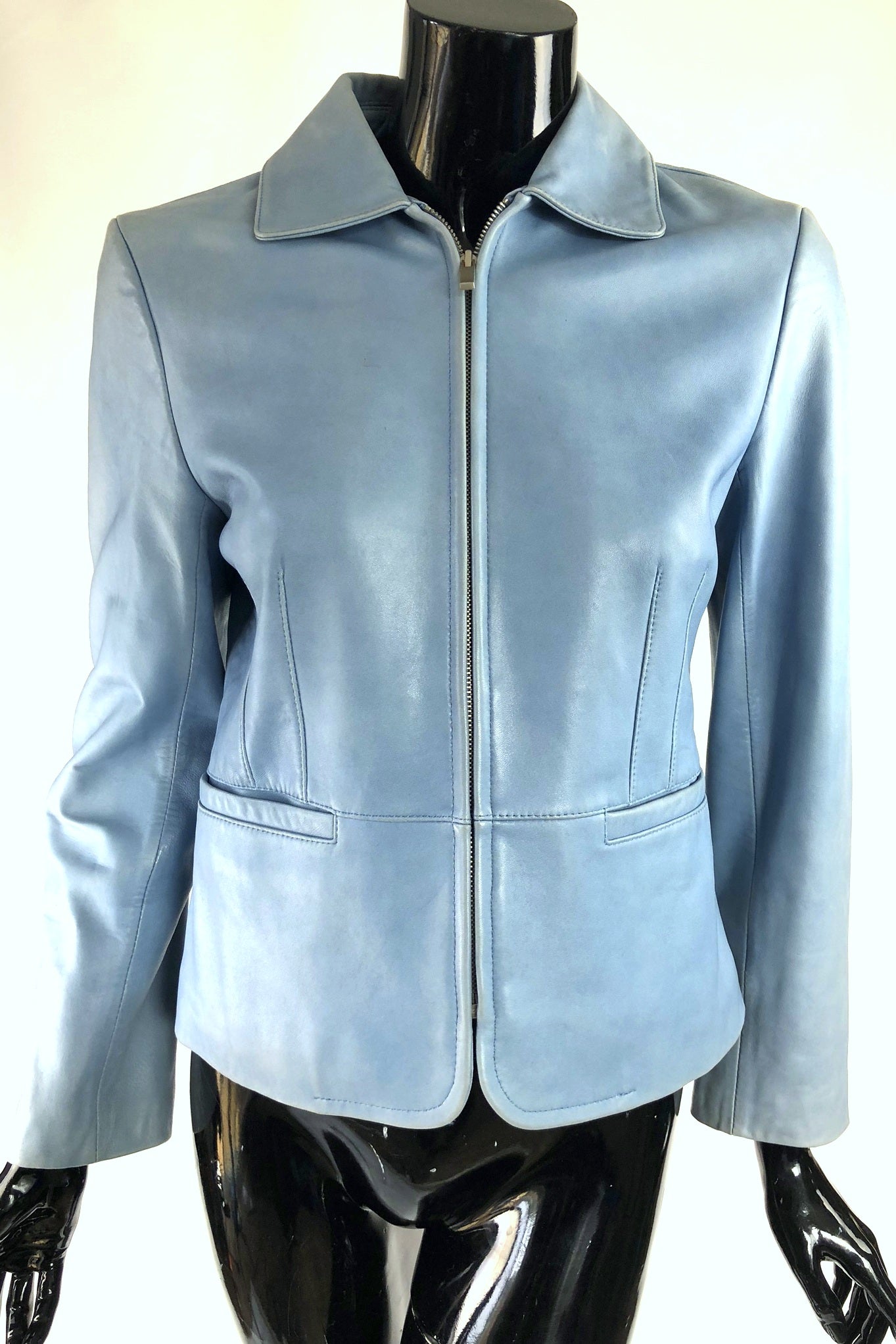 Baby Blue Soft Leather Jacket