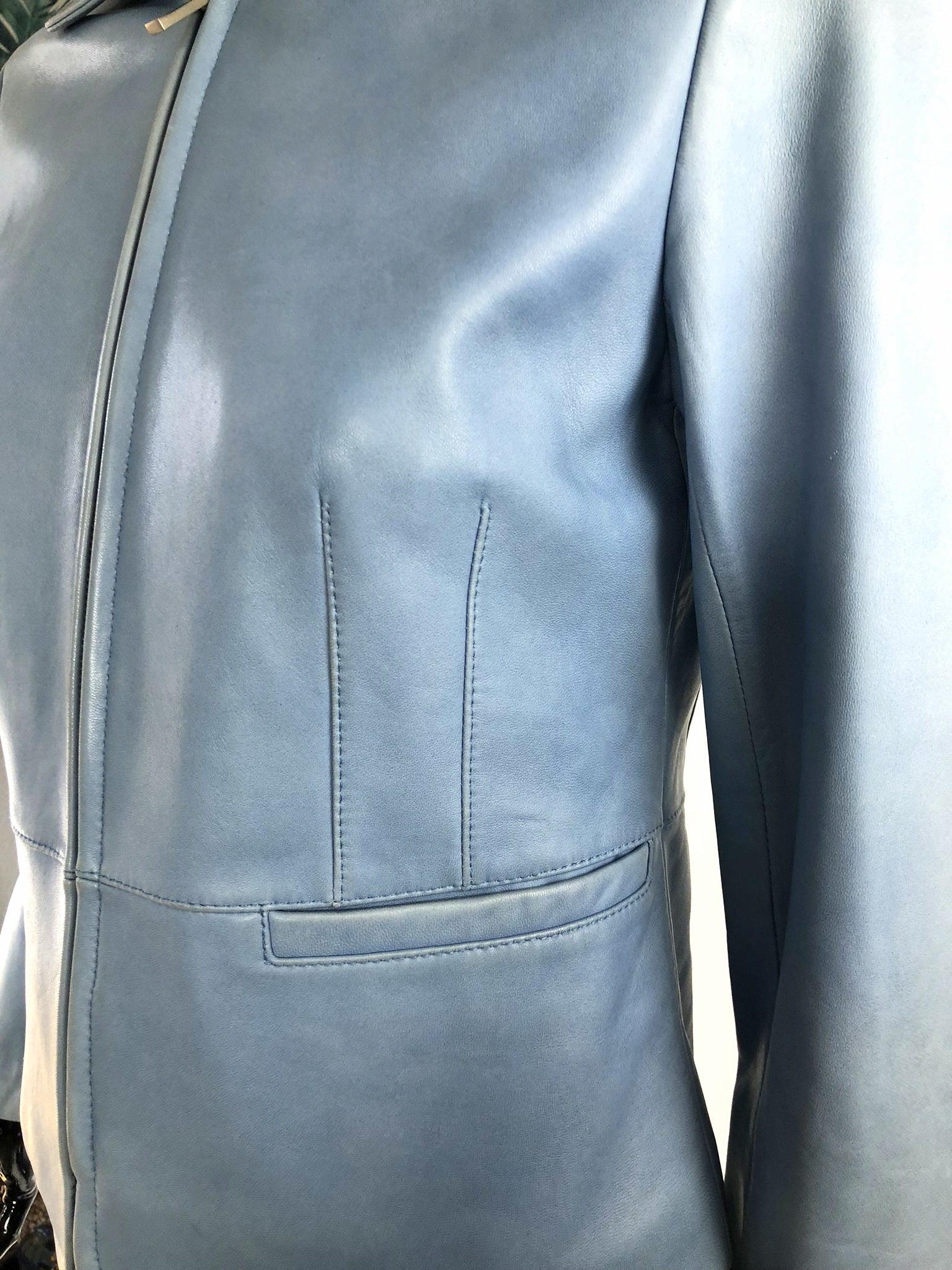 Baby Blue Soft Leather Jacket