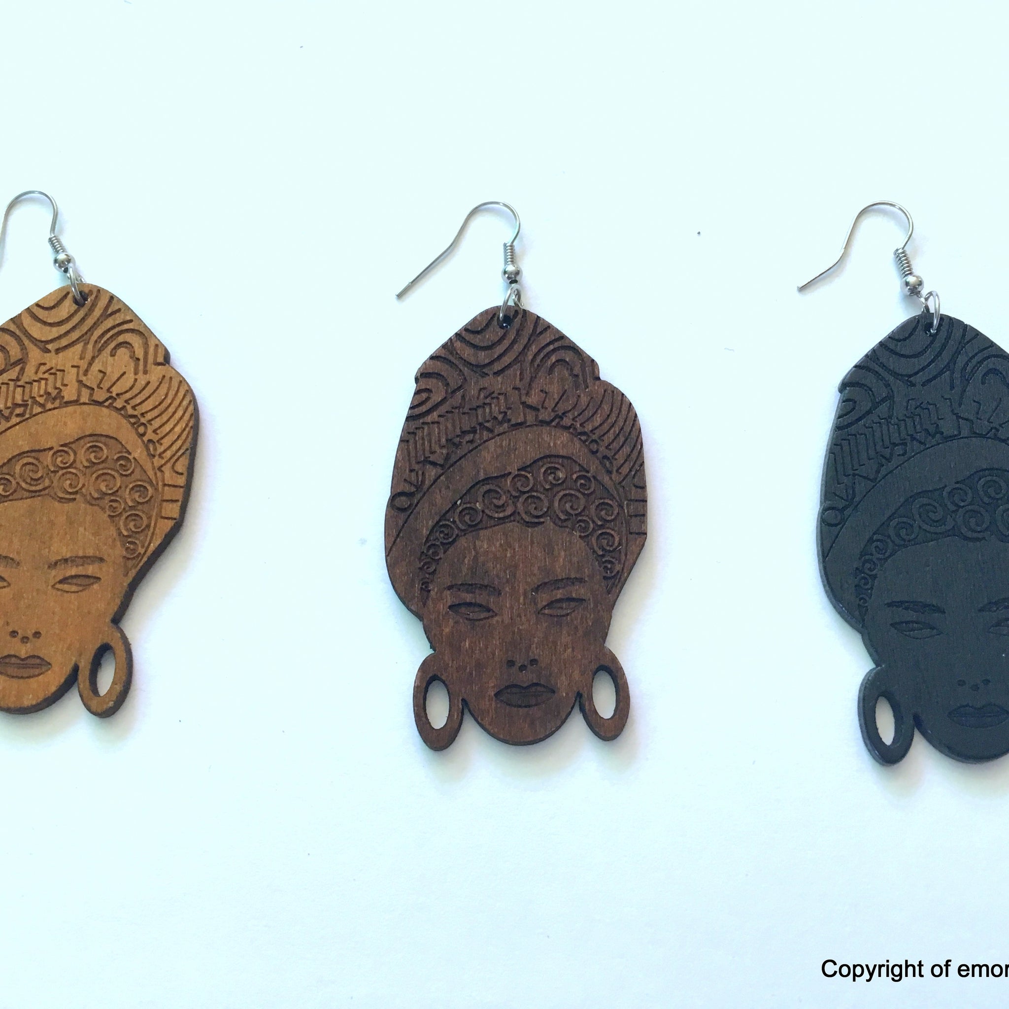 Headwrap Girl Wooden Earrings