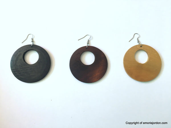 Circle Cut Out Wooden Earrings