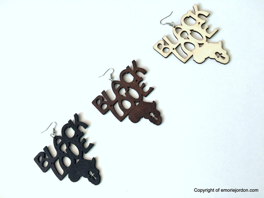 Black Love Wooden Earrings