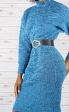 80s Blue Sweater Vintage Dress