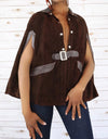 Live: 92 Suede and Leather Brown Vintage Cape