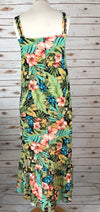 Hawaiian Print 70s Vintage Dress Maxi 70s Dress Floral Hawaii Dress Mermaid Style Boho Dress