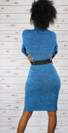 80s Blue Sweater Vintage Dress