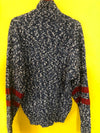 Vintage Oversized Mens 80s Sweater Leather Slouch Hipster