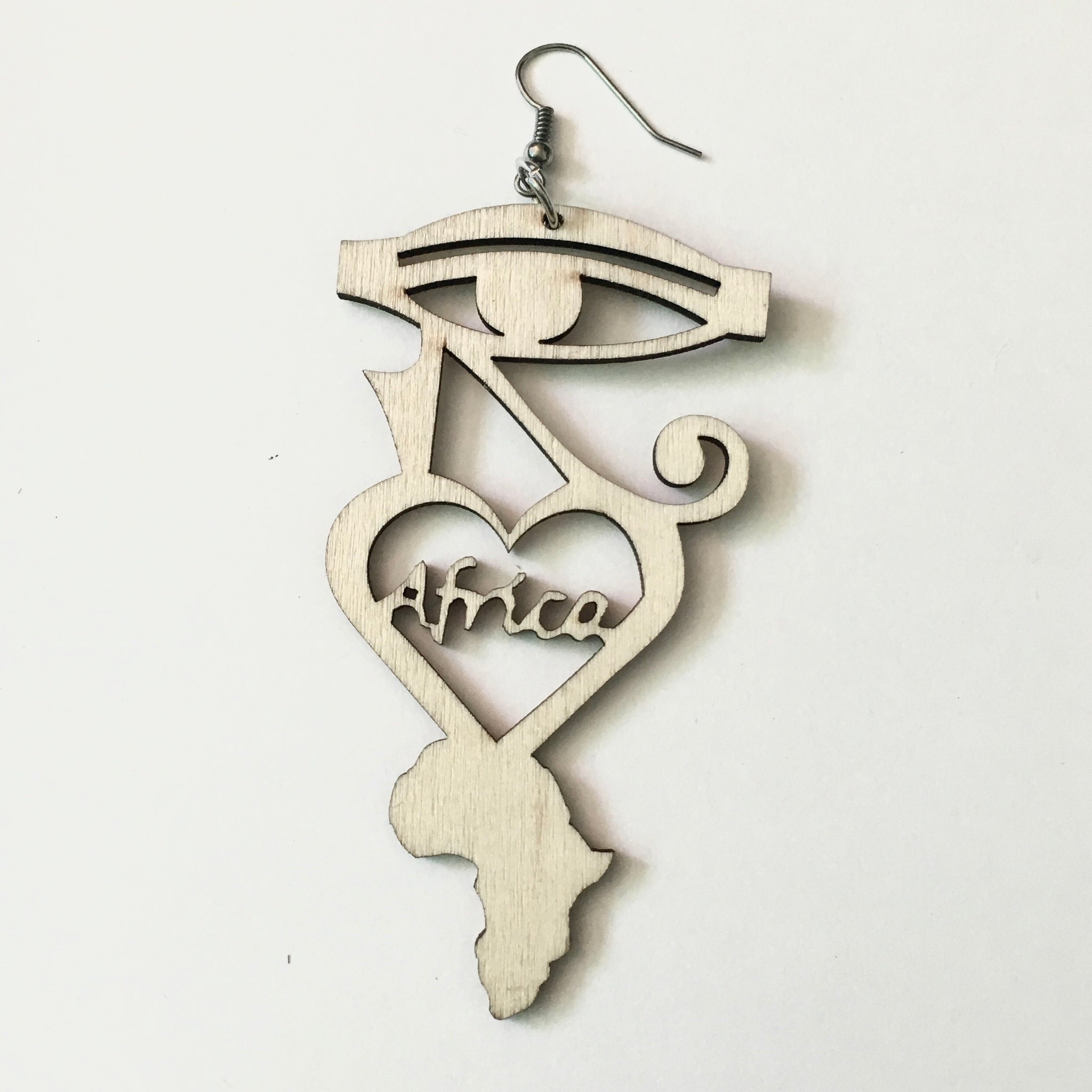 Eye Heart Africa Wooden Earrings