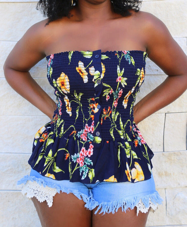 French Floral Tube Top