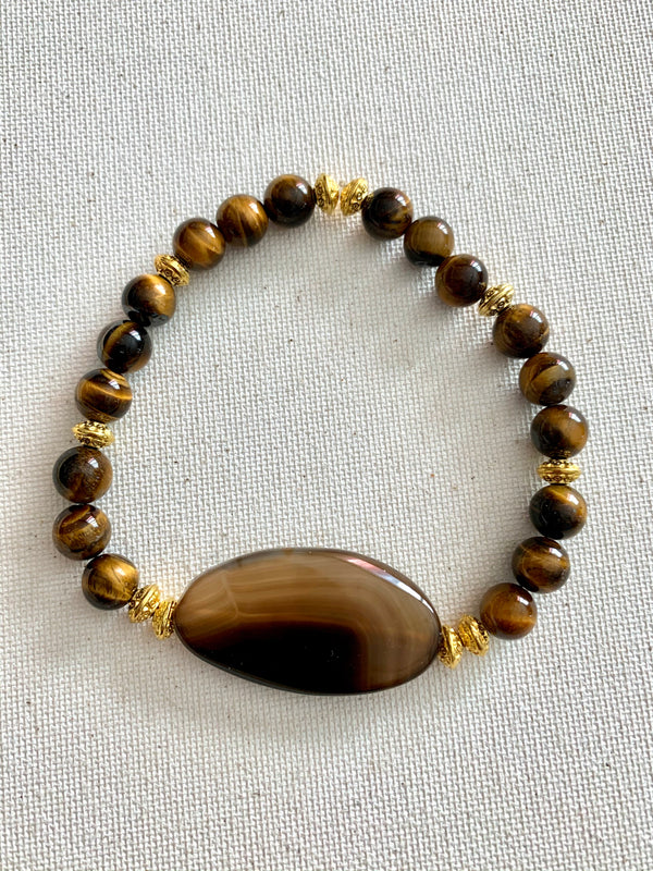 Brown Agate & Tiger’s Eye Stone Bracelet
