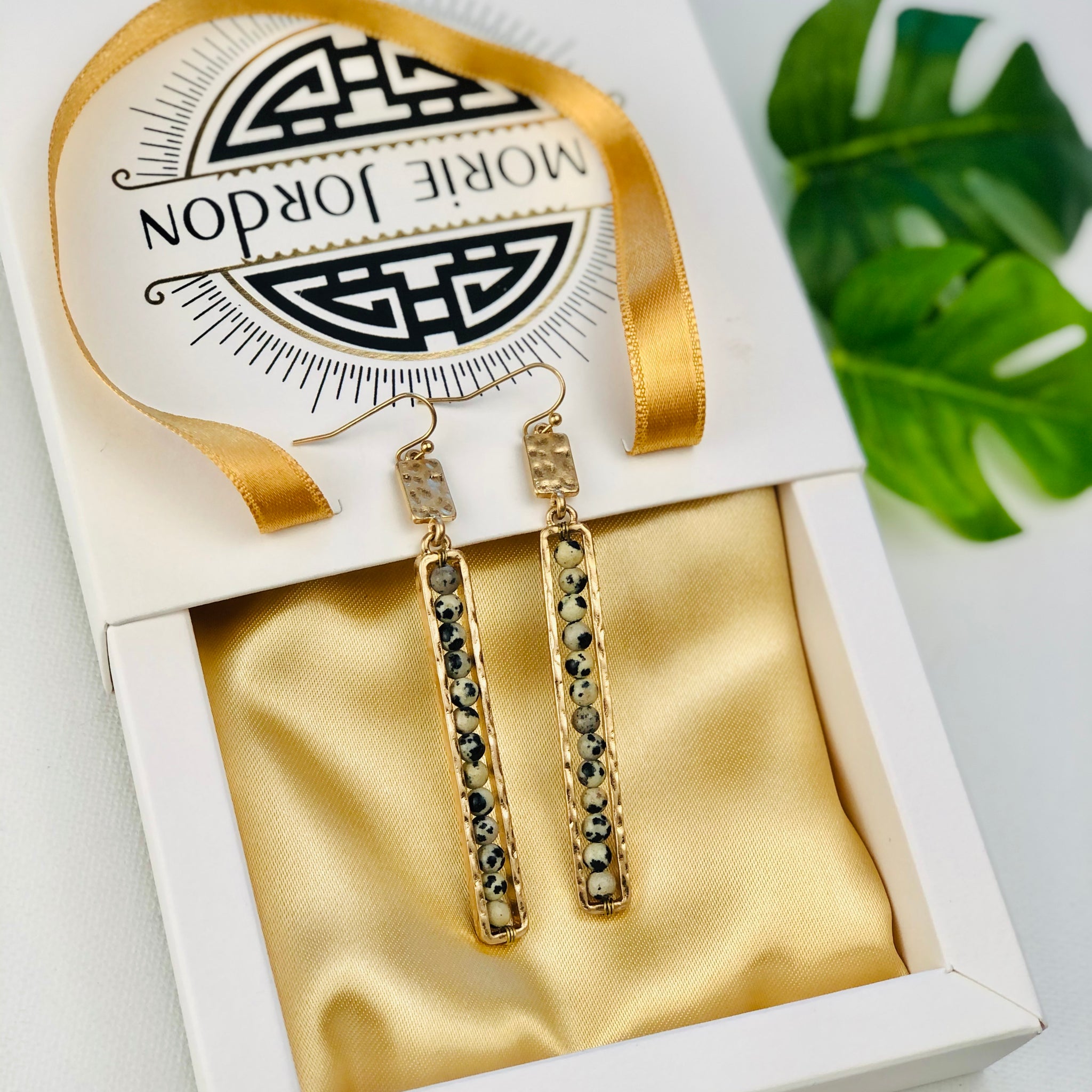 Dalmatian Vertical Beaded Earrings