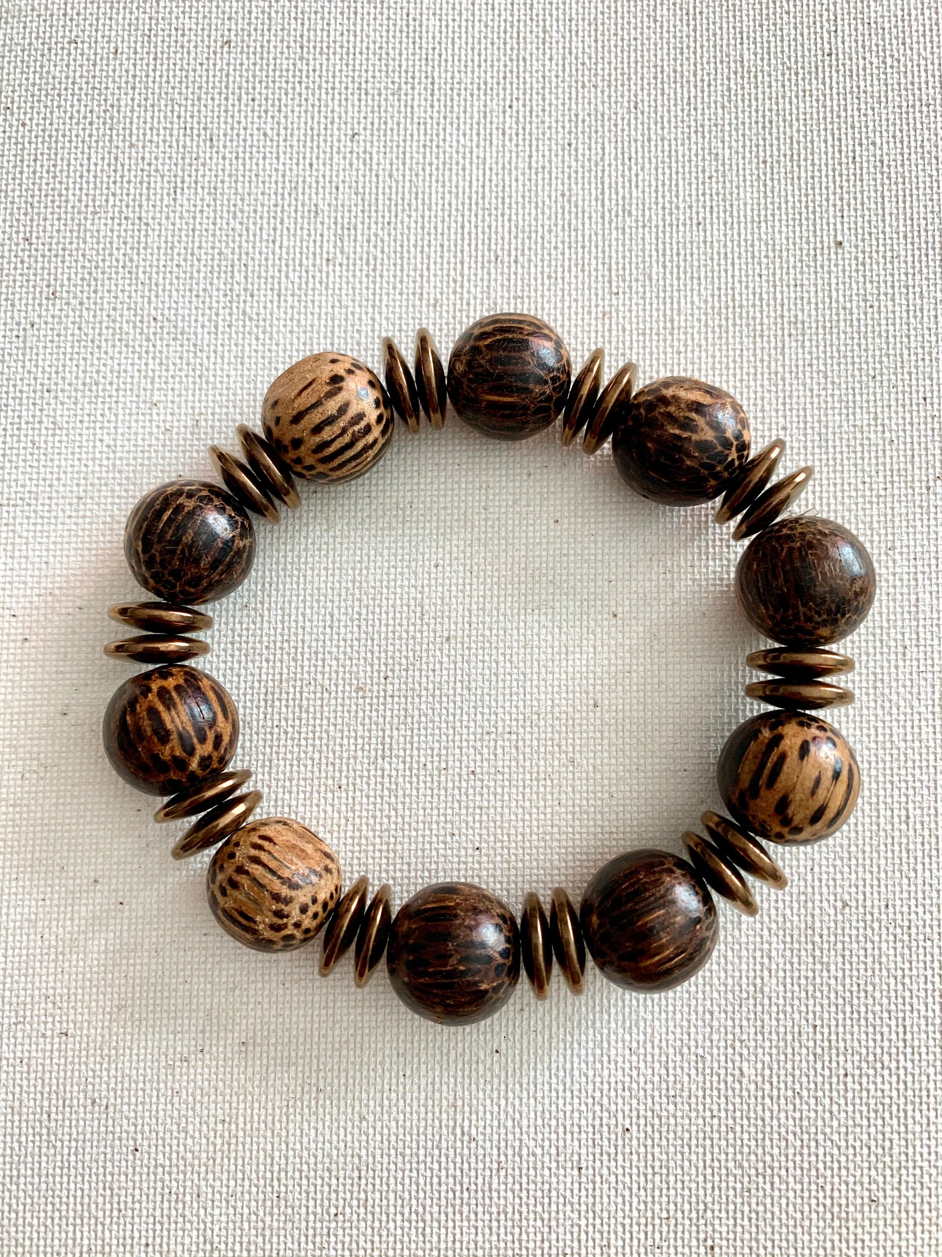 Coconut Wood & Hematite Bracelet