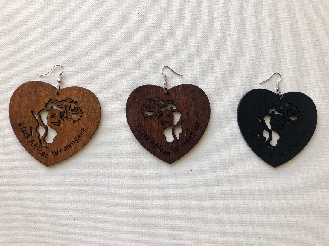 African Women Rock Wooden Earrings