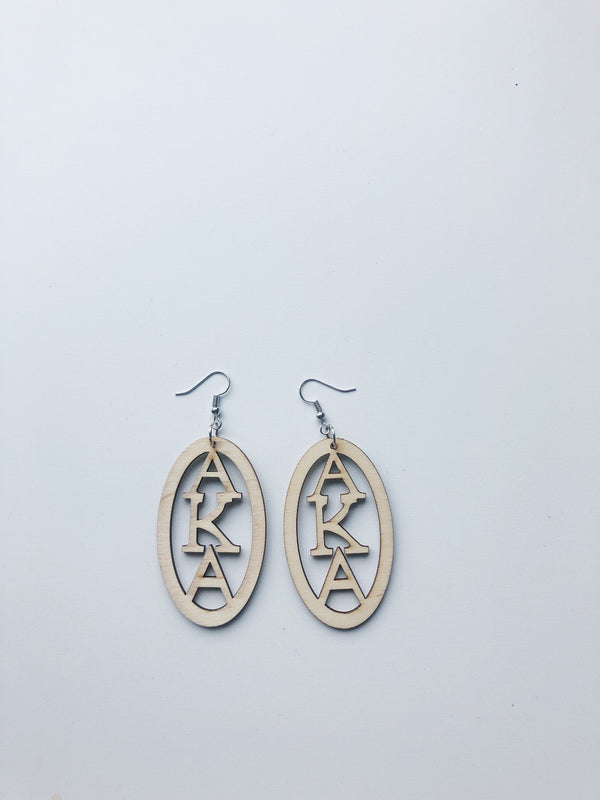 Greek Letter Wooden Earrings
