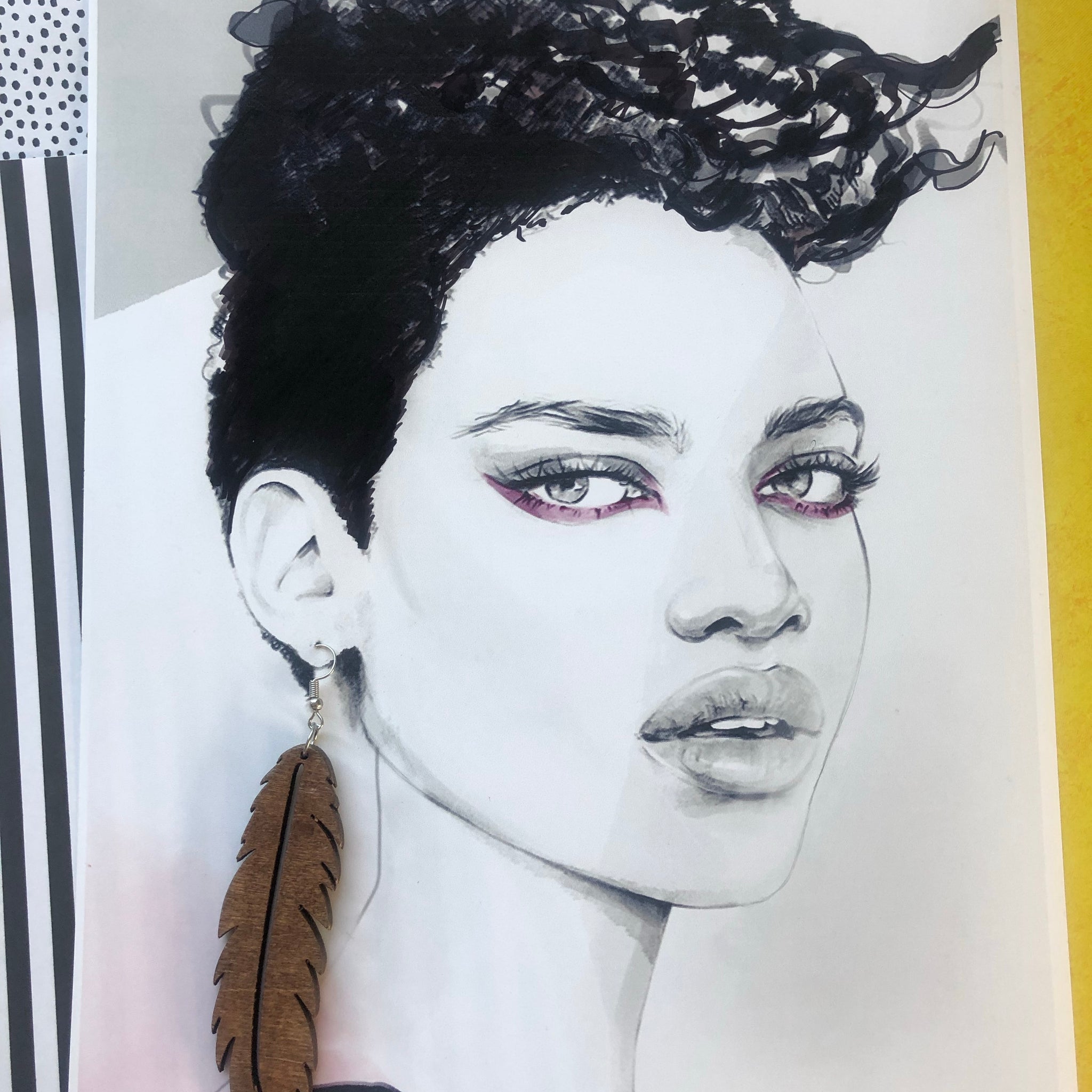 Feather Wooden Earrings
