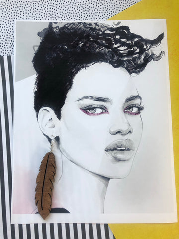 Feather Wooden Earrings