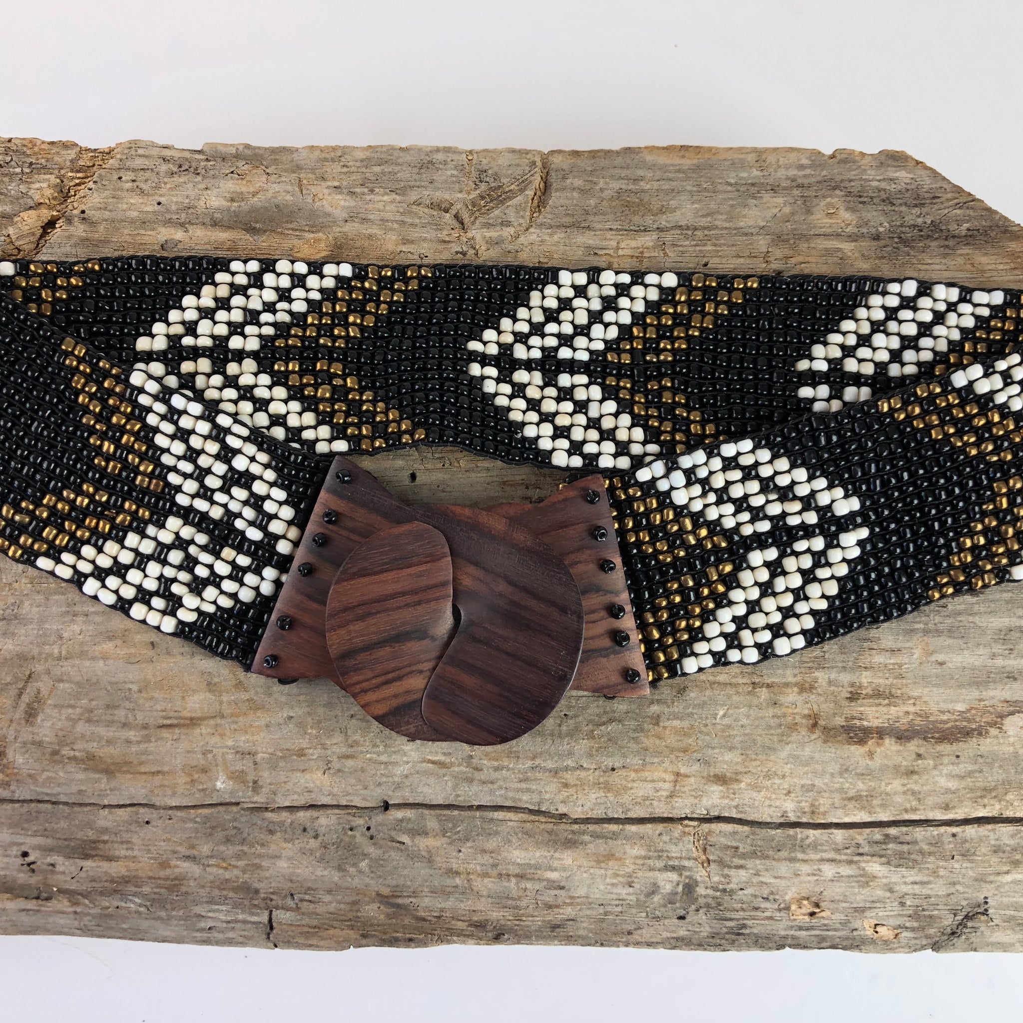 Black Chevron Handmade Beaded Belt