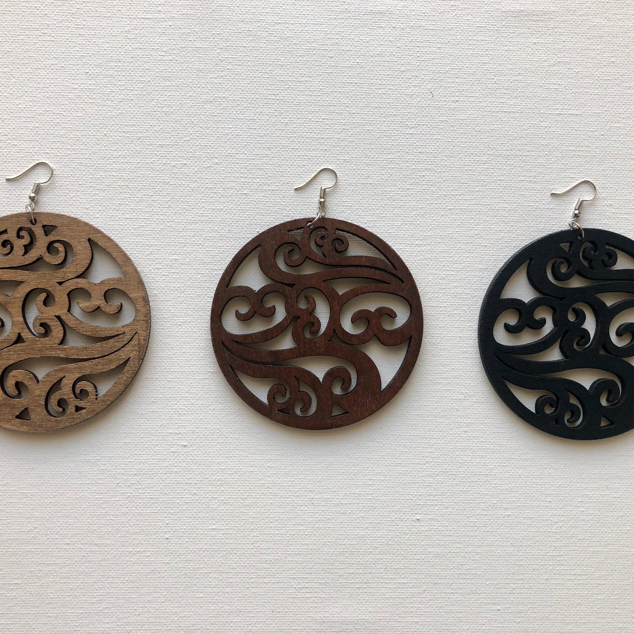 Ornate Wooden Earrings