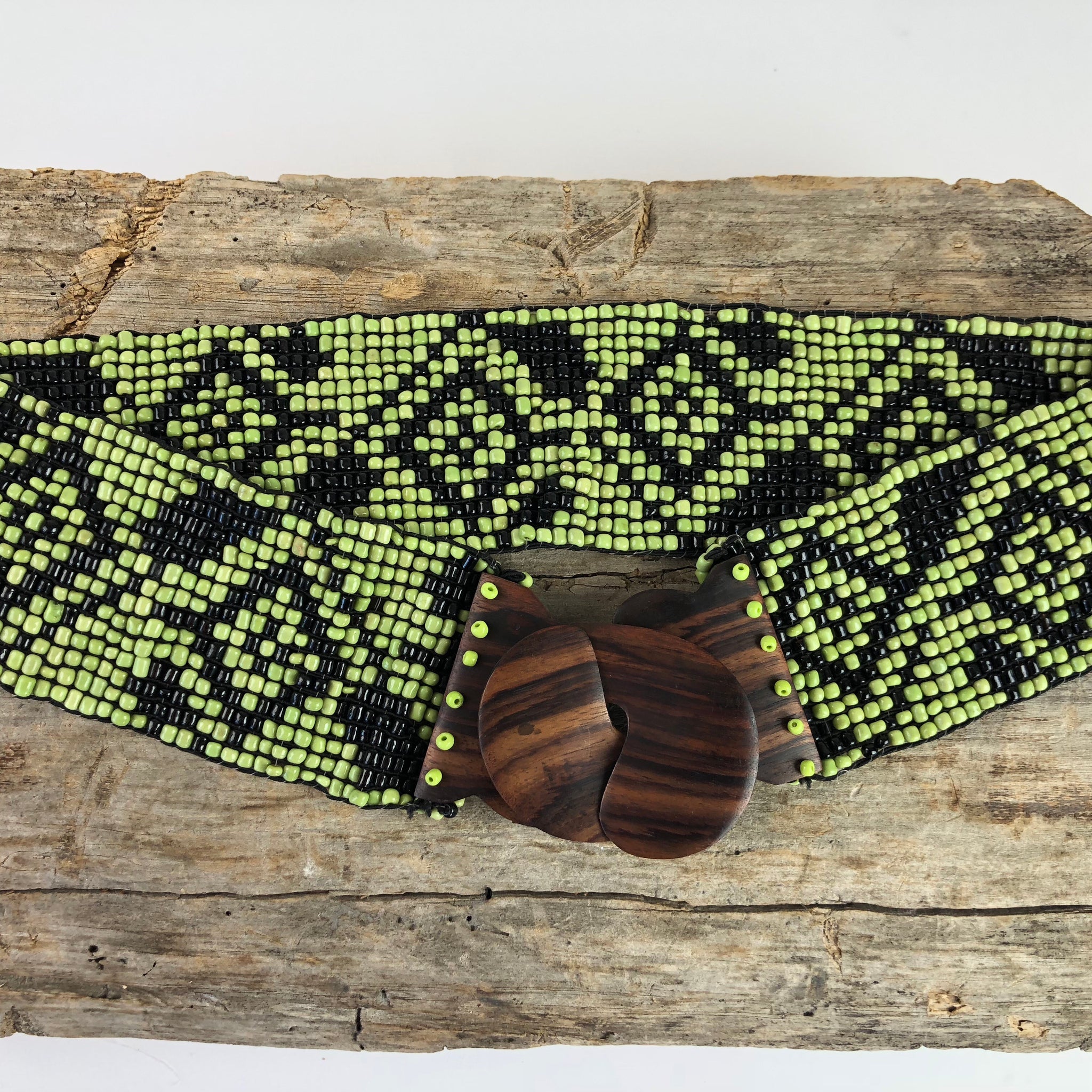 Green Pattern Handmade Beaded Belt