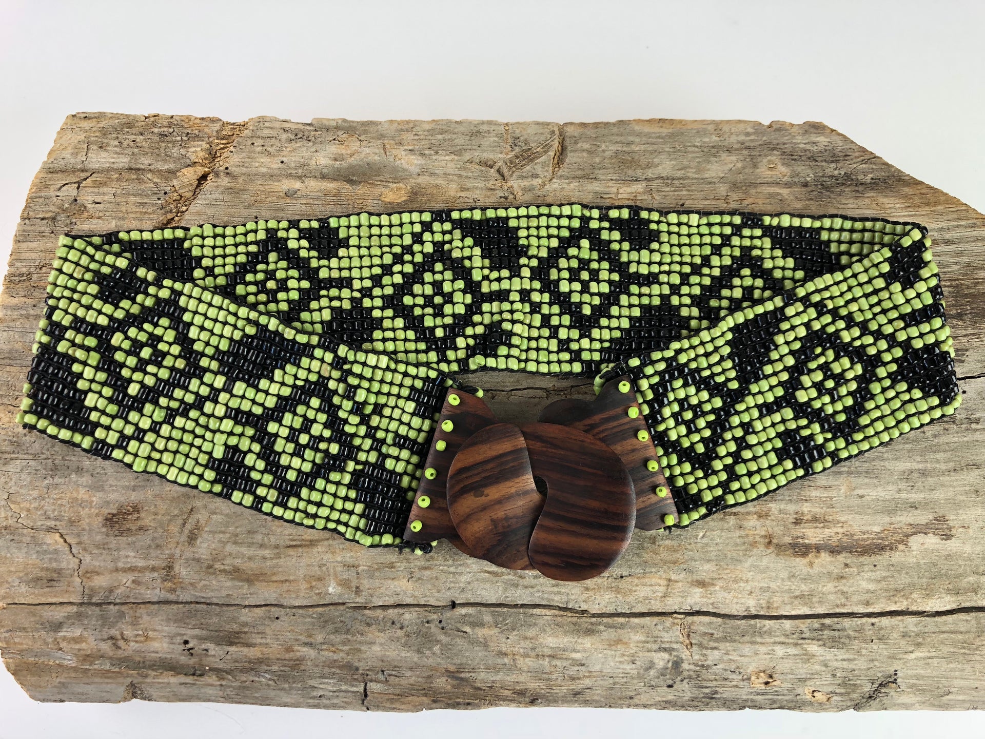 Green Pattern Handmade Beaded Belt