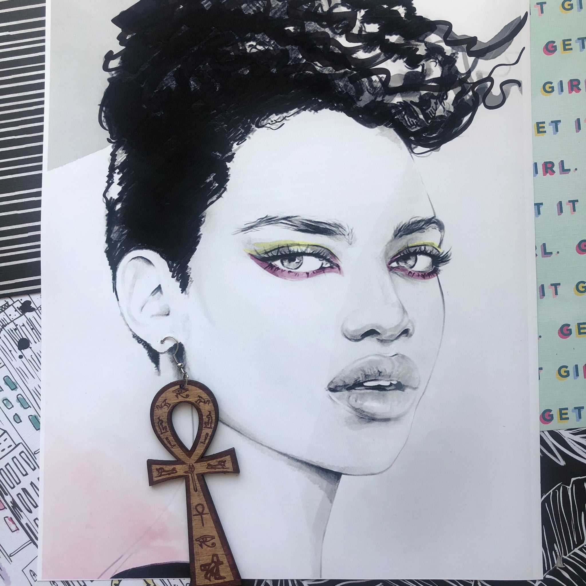 Ankh Symbolism Wooden Earrings