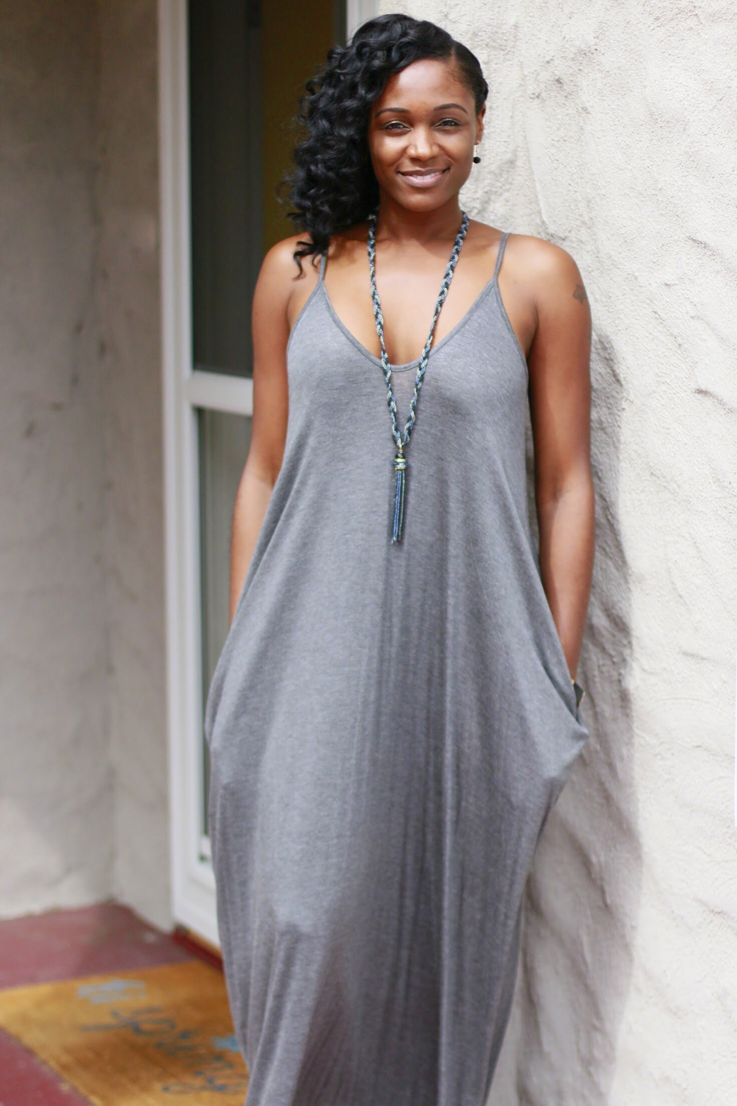 Naomi Boho Maxi Dress Gray / Small