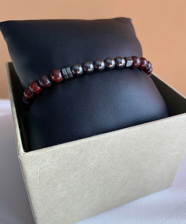 Red Jasper and Hematite Bracelet