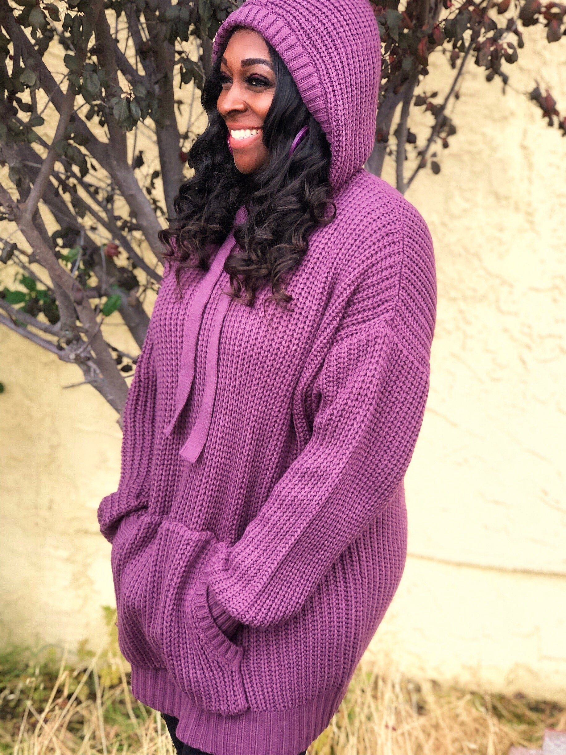 Plum Knit Pullover Sweater