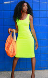 Neon Ribbed Knit Dress