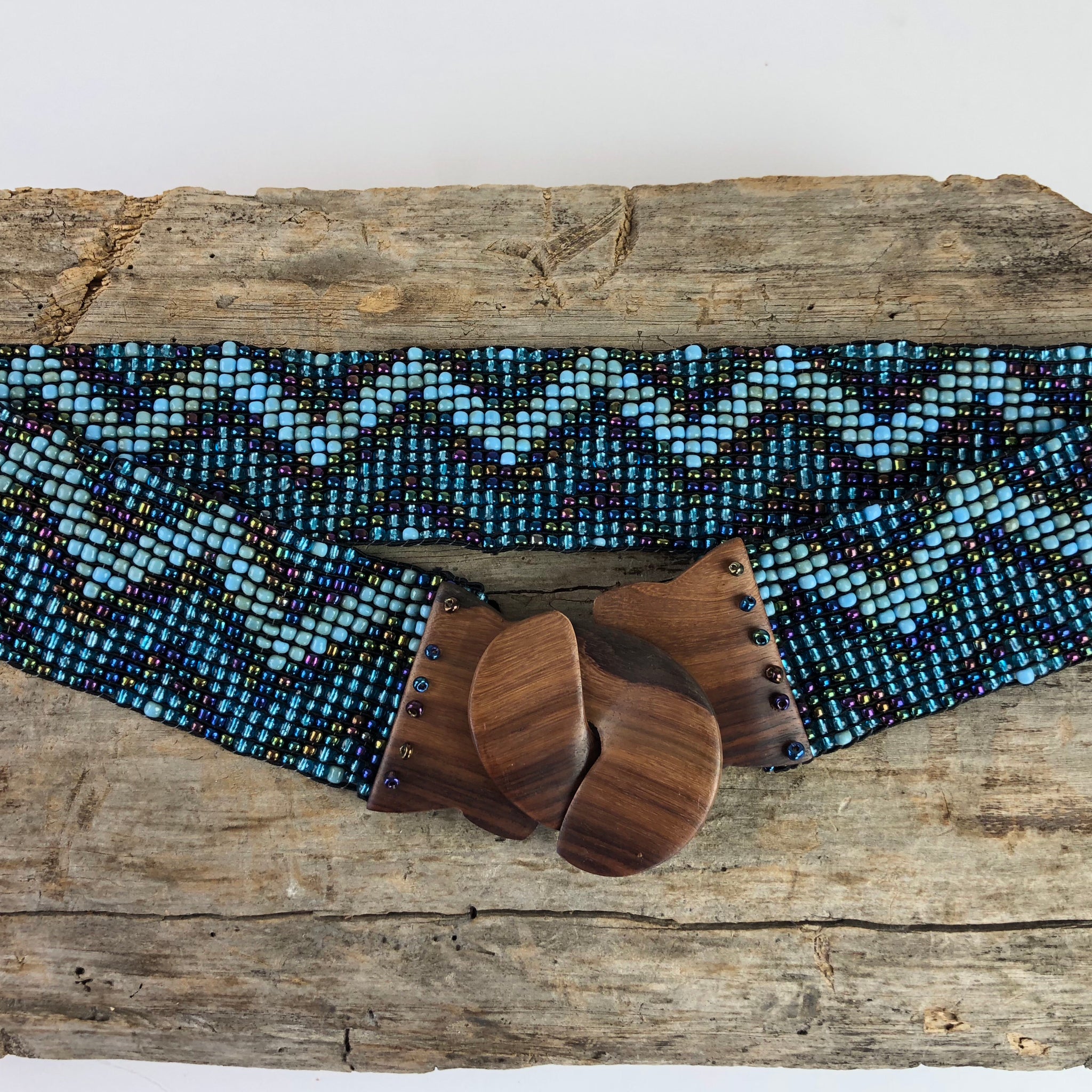 Blue Ziggy Handmade Beaded Belt