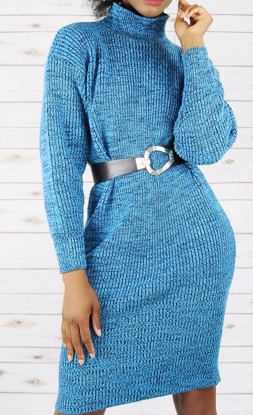 Vintage 80s Blue Sweater Dress – emoriejordon