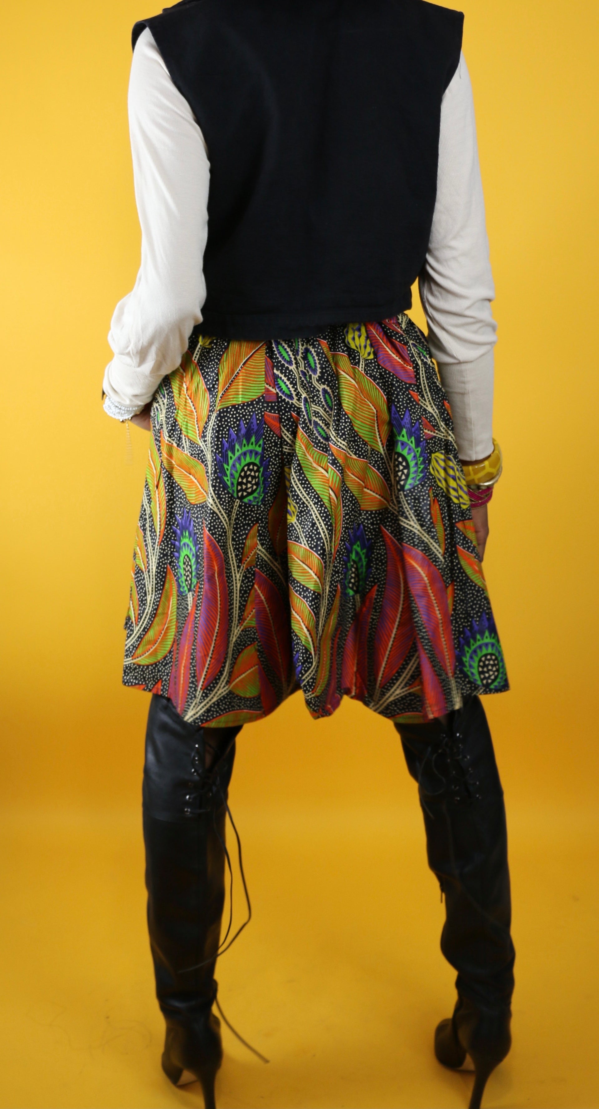 African Print Full Mini Skirt