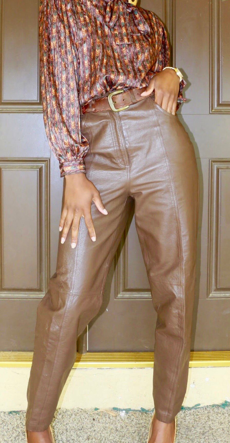 Vintage Foxy Brown Leather Pants