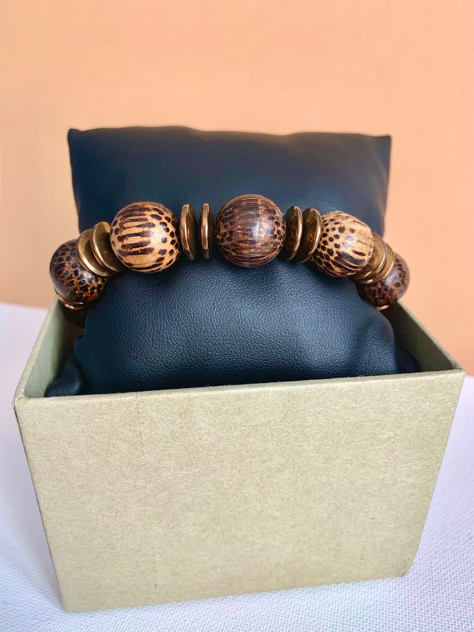 Coconut Wood & Hematite Bracelet
