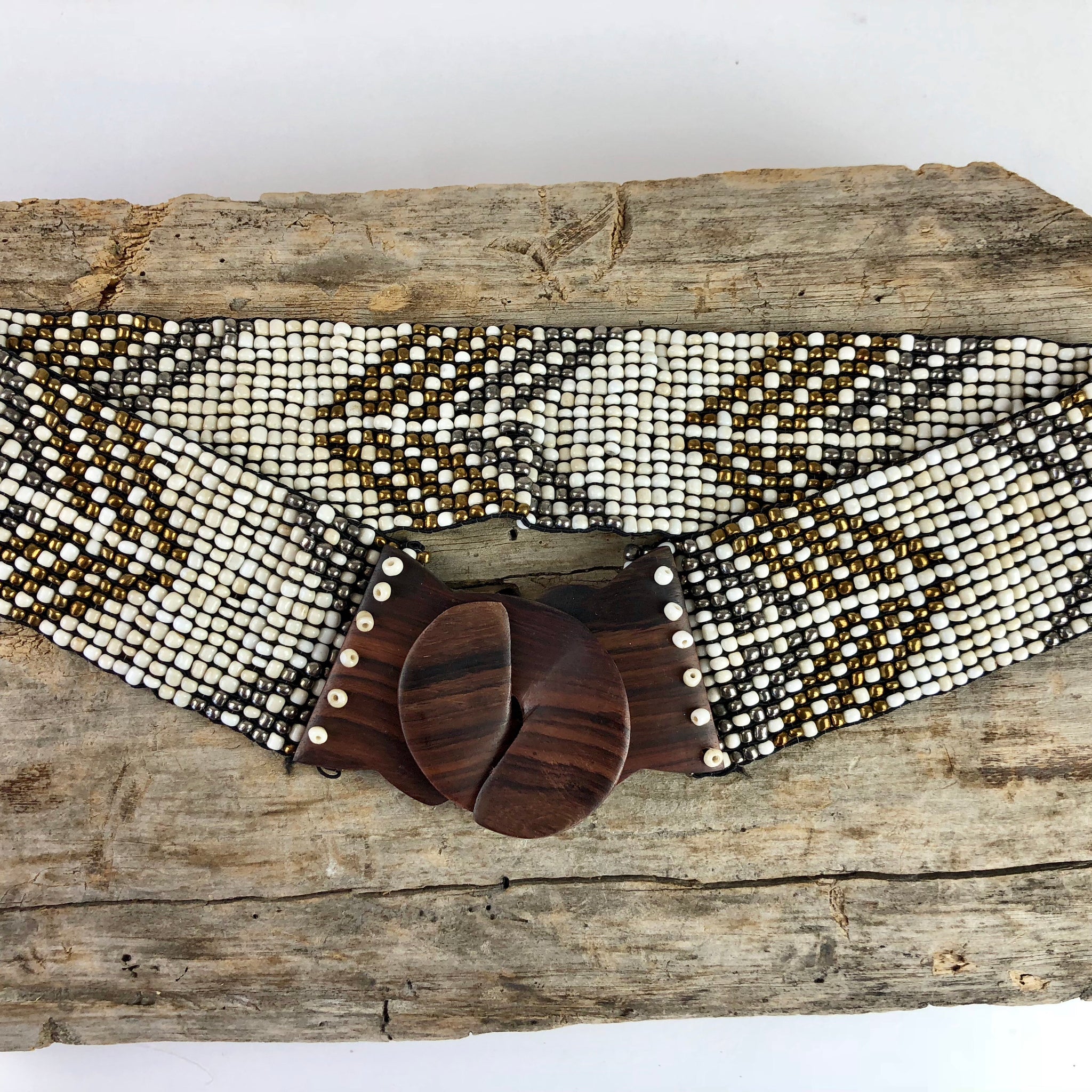 Ivory Chevron Handmade Beaded Belt